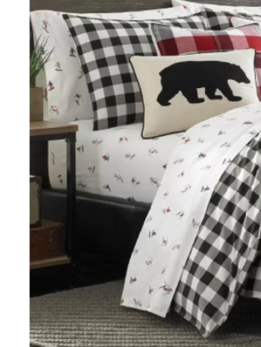 Eddie Bauer Black Mountain Plaid Duvet Cover Set (Twin) - Black/White, NWT